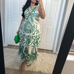 Farm Rio Green Floral Dress